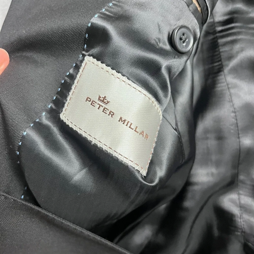 Peter Millar Mens 38R Black 100% Wool 2 Button Blazer Sport Coat Jacket CA00429